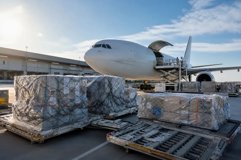 Avion cargo et palettes pour service de fret aérien